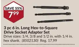 Princess Auto 3 pc 6 in. Long Hex-to-Square Drive Socket Adapter Set offer