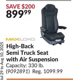 Princess Auto High-Back Semi Truck Seat with Air Suspension offer