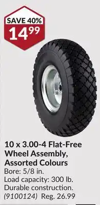 Princess Auto 10 x 3.00-4 Flat-Free Wheel Assembly, Assorted Colours offer