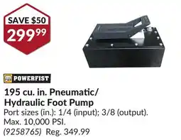 Princess Auto 195 cu. in. Pneumatic/ Hydraulic Foot Pump offer