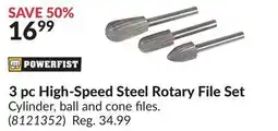 Princess Auto 3 pc High-Speed Steel Rotary File Set offer
