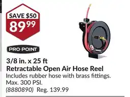 Princess Auto 3/8 in. x 25 Retractable Open Air Hose Reel offer