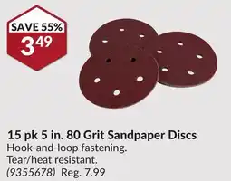Princess Auto 15 pk 5 in. 80 Grit Sandpaper Discs offer