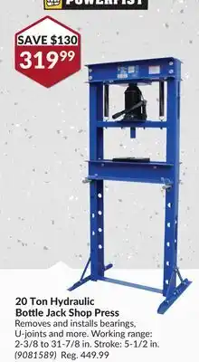 Princess Auto 20 Ton Hydraulic Bottle Jack Shop Press offer