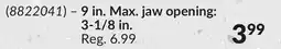 Princess Auto 9 in. Max. jaw opening: 3-1/8 in. Spring Clamps offer