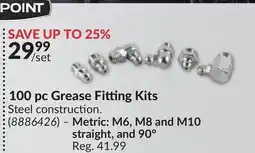 Princess Auto Metric: M6, M8 and M10 straight, and 90° 100 pc Grease Fitting Kits offer