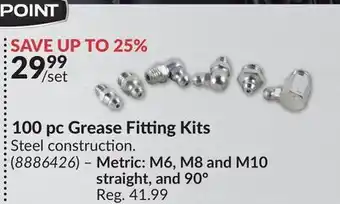 Princess Auto Metric: M6, M8 and M10 straight, and 90° 100 pc Grease Fitting Kits offer