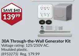 Princess Auto 30A Through-the-Wall Generator Kit offer