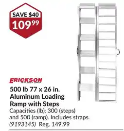 Princess Auto 500 lb 77 x 26 in. Aluminum Loading Ramp with Steps offer