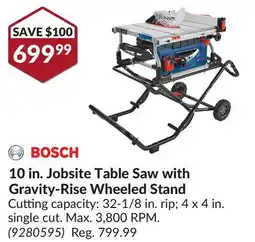 Princess Auto 10 in. Jobsite Table Saw with Gravity-Rise Wheeled Stand offer