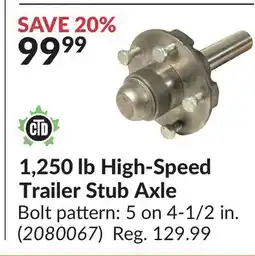 Princess Auto 1,250 lb High-Speed Trailer Stub Axle offer