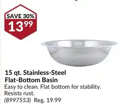 Princess Auto 15 qt. Stainless-Steel Flat-Bottom Basin offer