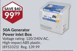 Princess Auto 50A Generator Power Inlet Box offer