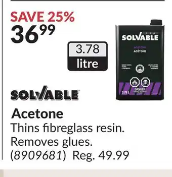 Princess Auto Acetone offer