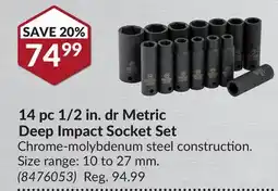 Princess Auto 14 pc 1/2 in. dr Metric Deep Impact Socket Set offer