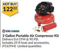 Princess Auto 3 Gallon Portable Air Compressor Kit offer