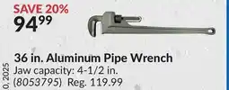 Princess Auto 36 in. Aluminum Pipe Wrench offer