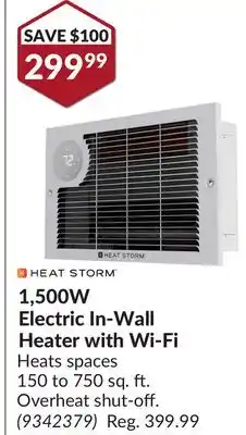 Princess Auto 1,500W Electric In-Wall Heater with Wi-Fi offer