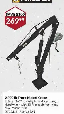 Princess Auto 2,000 lb Truck Mount Crane offer