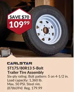Princess Auto ST175/80R13 5-bolt Trailer Tire Assembly offer