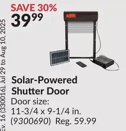 Princess Auto Solar-Powered Shutter Door offer