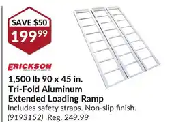 Princess Auto 1,500 lb 90 x 45 in. Tri-Fold Aluminum Extended Loading Ramp offer