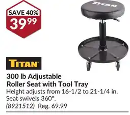 Princess Auto 300 lb Adjustable Roller Seat with Tool Tray offer