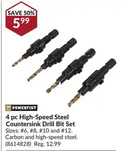 Princess Auto 4 pc High-Speed Steel Countersink Drill Bit Set offer