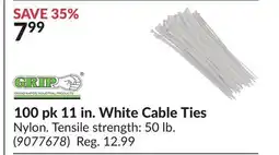 Princess Auto 100 pk 11 in. White Cable Ties offer