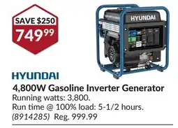Princess Auto 4,800W Gasoline Inverter Generator offer