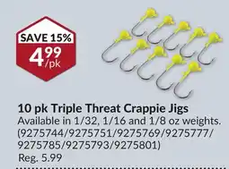 Princess Auto 10 pk Triple Threat Crappie Jigs offer