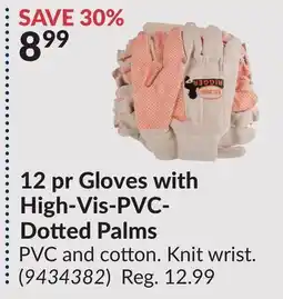 Princess Auto 12 pr Gloves with High-Vis-PVC- Dotted Palms offer