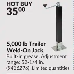 Princess Auto 5,000 lb Trailer Weld-On Jack offer
