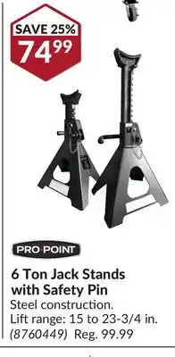 Princess Auto 6 Ton Jack Stands with Safety Pin offer