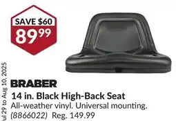 Princess Auto 14 in. Black High-Back Seat offer