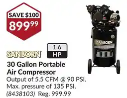 Princess Auto 30 Gallon Portable Air Compressor offer