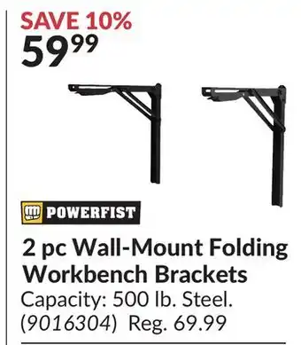 Princess Auto 2 pc Wall-Mount Folding Workbench Brackets offer