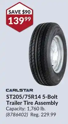 Princess Auto ST205/75R14 5-Bolt Trailer Tire Assembly offer