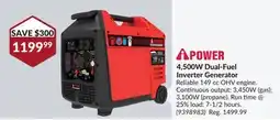 Princess Auto 4,500W Dual-Fuel Inverter Generator offer