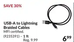 Princess Auto 1 ft USB-A to Lightning Braided Cables offer