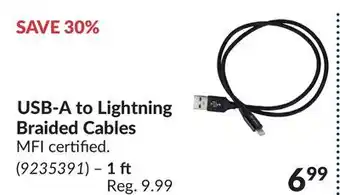 Princess Auto 1 ft USB-A to Lightning Braided Cables offer