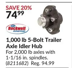 Princess Auto 1,000 lb 5-Bolt Trailer Axle Idler Hub offer