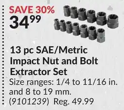 Princess Auto 13 pc SAE/Metric Impact Nut and Bolt Extractor Set offer