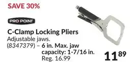 Princess Auto C-Clamp Locking Pliers 6 in. Max. jaw capacity: 1-7/16 in offer