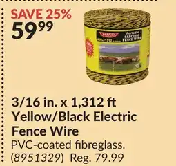 Princess Auto 3/16 in. x 1,312 Yellow/Black Electric Fence Wire offer
