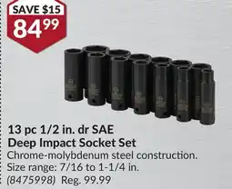 Princess Auto 13 pc 1/2 in. dr SAE Deep Impact Socket Set offer