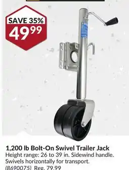 Princess Auto 1,200 lb Bolt-On Swivel Trailer Jack offer