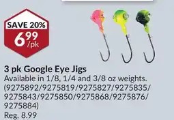 Princess Auto 3 pk Google Eye Jigs offer