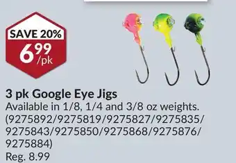 Princess Auto 3 pk Google Eye Jigs offer