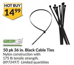 Princess Auto 50 pk 36 in. Black Cable Ties offer